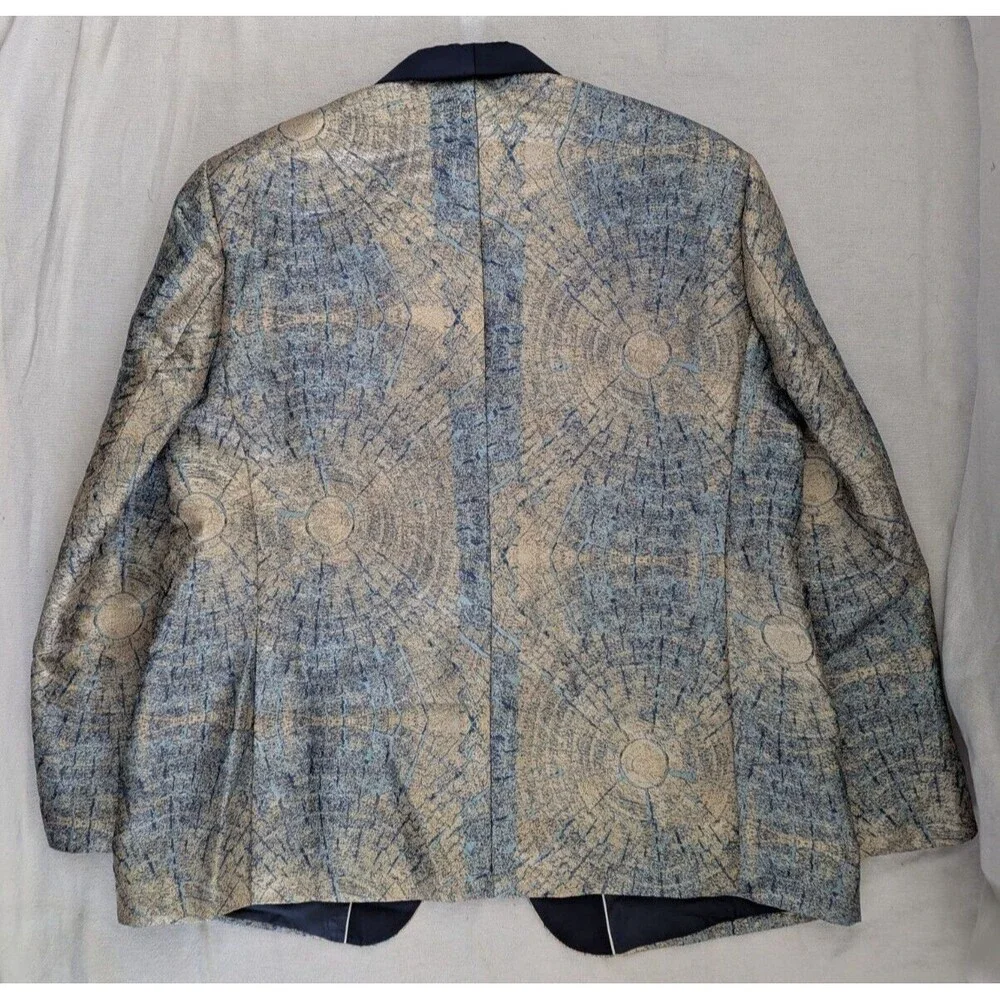 Bespoke TAZIO uomo 48R Sport Coat Blazer Exclusive Modern Fit Blue & Cream White